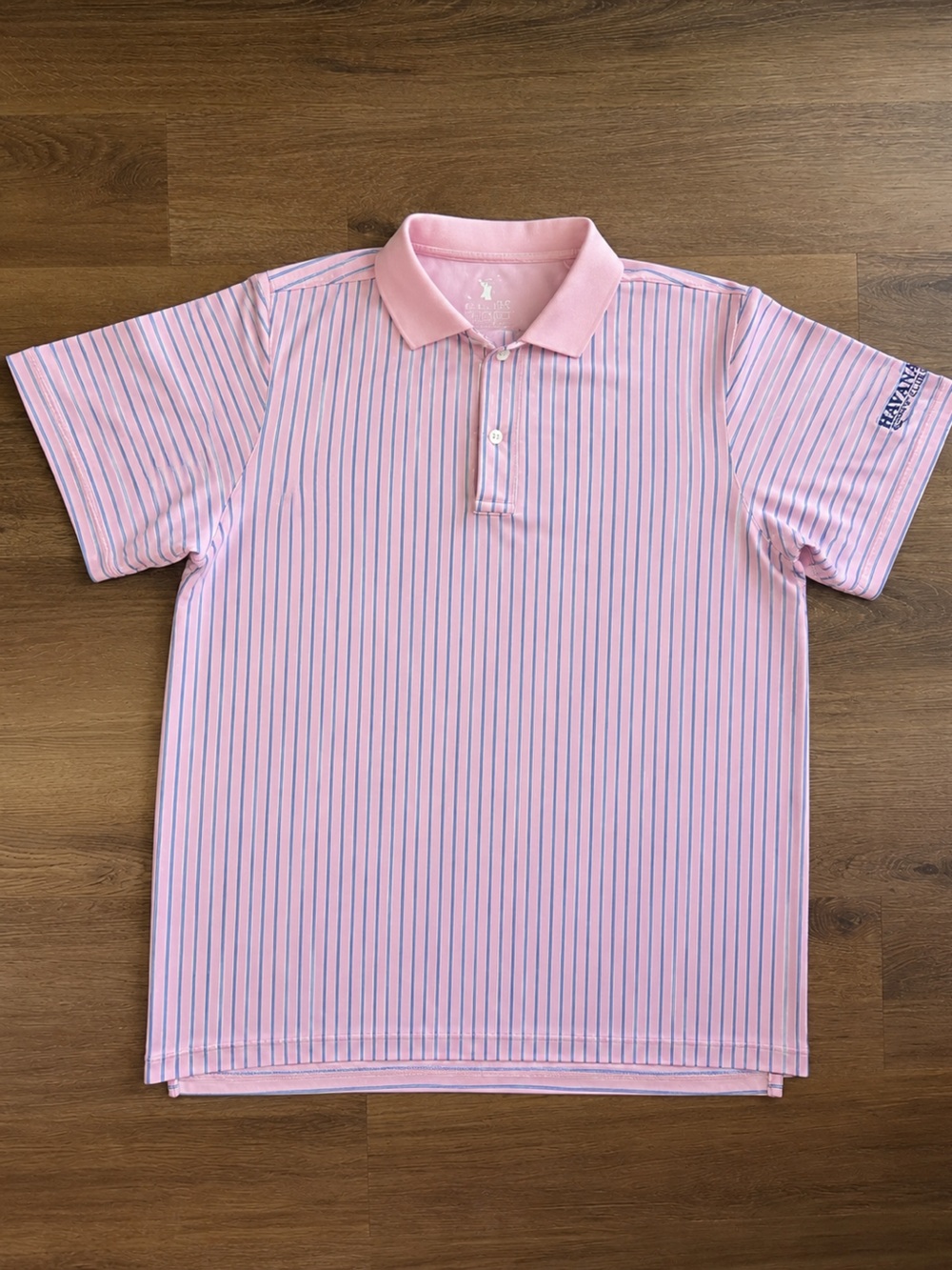 Fairway & Greene F&G Tech Pink Stripe Golf Polo Men’s XL Havana Country Club